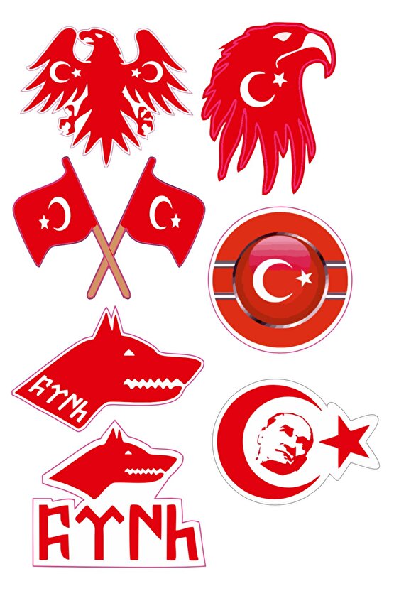 Bozkurt, Türk Bayrağı ve Atatürk Temalı Sticker Seti Milli Ruhun Gücüyle Tasarlandı