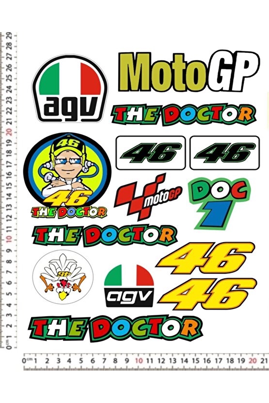 THE DOCTOR AGV 46 MOTORSİKLET KASK STİCKER ÇIKARTMA SETİ