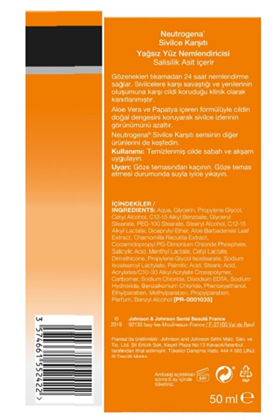 Sivilce Karşıtı Yağsız Yüz Nemlendiricisi 50ml, 50 ml
