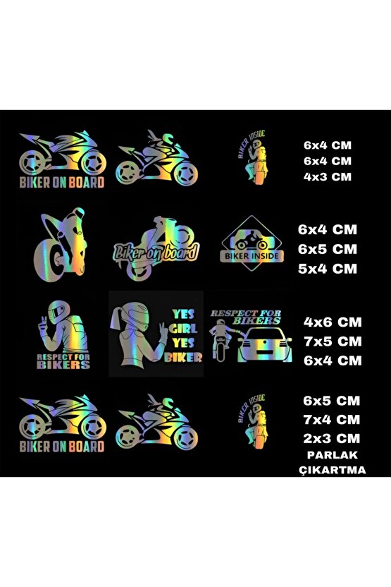 BIKER ON BOARD & BIKER INSIDE** - Motosiklet Tutkunlarına Özel Parlak Sticker Seti