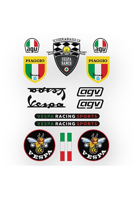 Vespa Sticker Seti motorsiklet kask