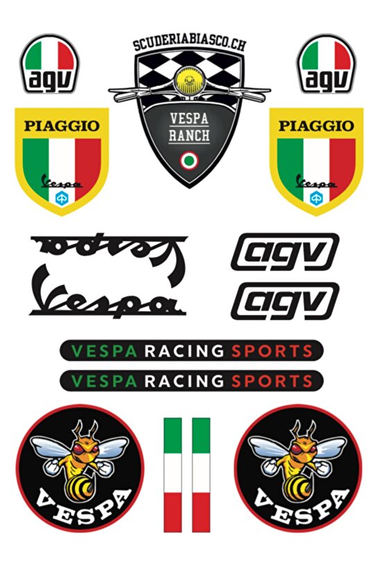 Vespa Sticker Seti motorsiklet kask