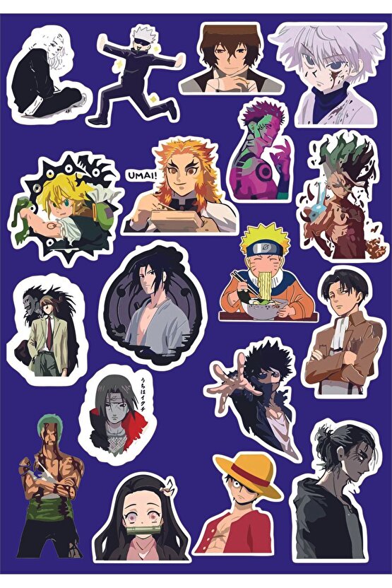 Anime Karışık Sticker Seti - Ajanda - Laptop - Telefon Sticker Seti 18 Adet