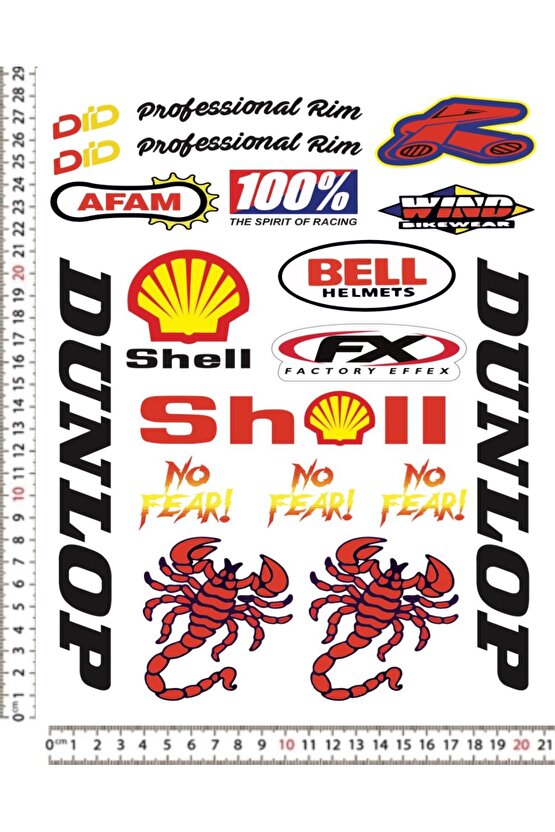 MOTORSİKLET STİCKER KASK KARIŞIK ÇIKARTMA DUNLOP AKREP SHELL AFAM