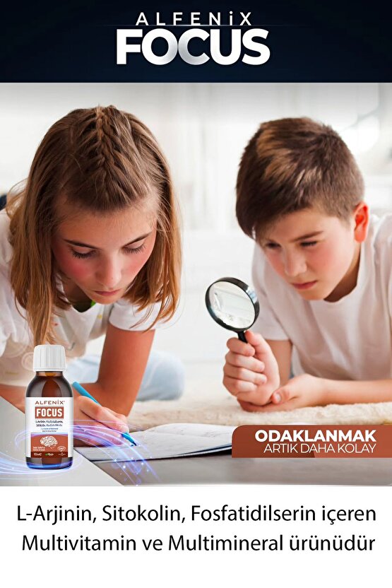 Focus Fosfatidilserin, L, Arjinin, Sitokolin Içeren Multivitamin, Multimineral, Şurup 150 ml