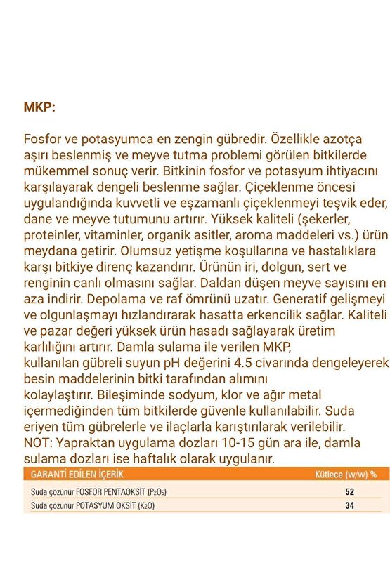 Mkp (orjinal 1 Kg Amb 0-52-34