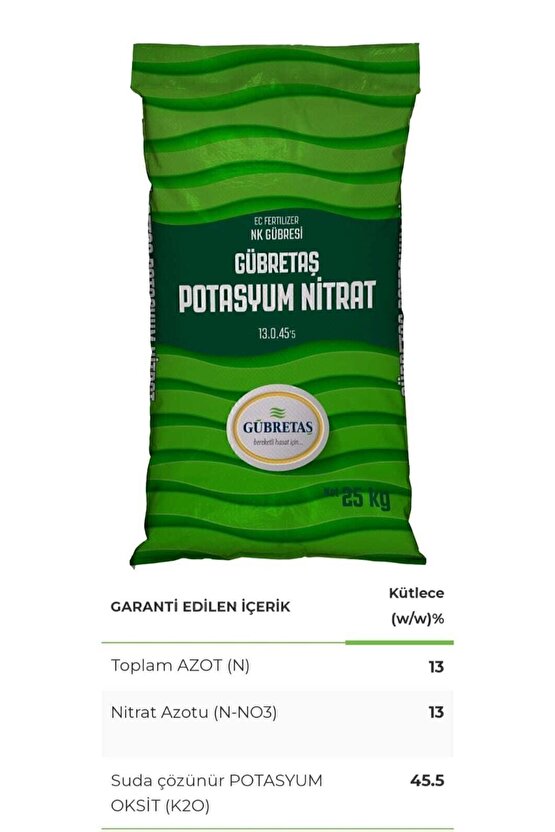 Potasyum Nitrat Toz Gübre 25 Kg
