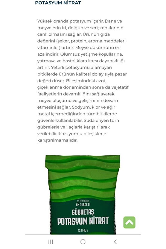 Potasyum Nitrat Toz Gübre 25 Kg