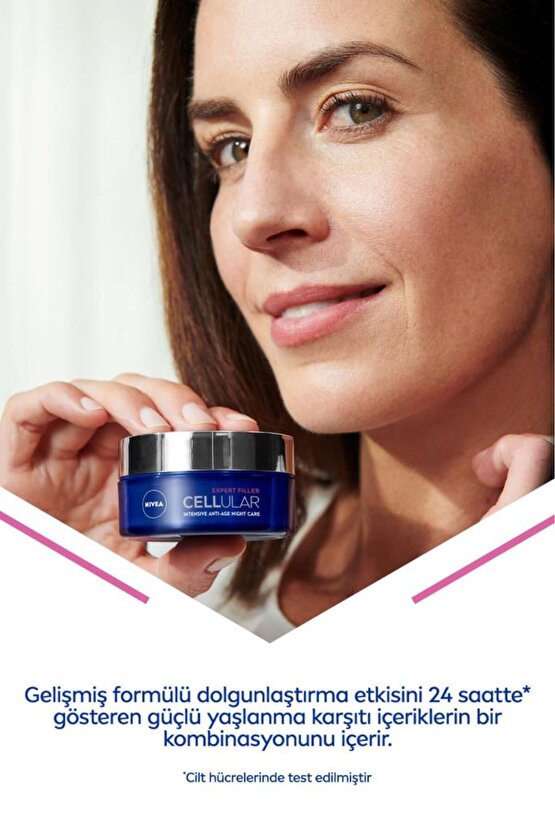 Cellular Expert Filler Yoğun Yaşlanma Karşıtı Gece Yüz Bakım Kremi 50ml, Hyaluronik Asit, Folik Asit