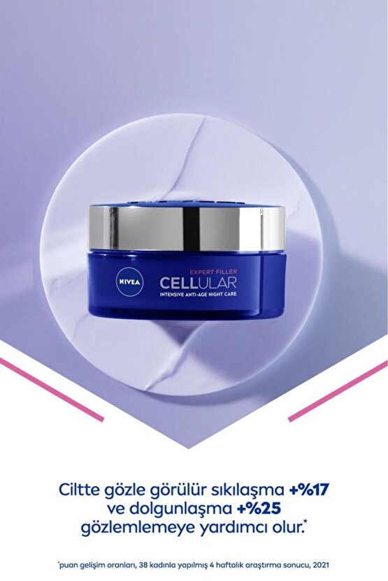 Cellular Expert Filler Yoğun Yaşlanma Karşıtı Gece Yüz Bakım Kremi 50ml, Hyaluronik Asit, Folik Asit