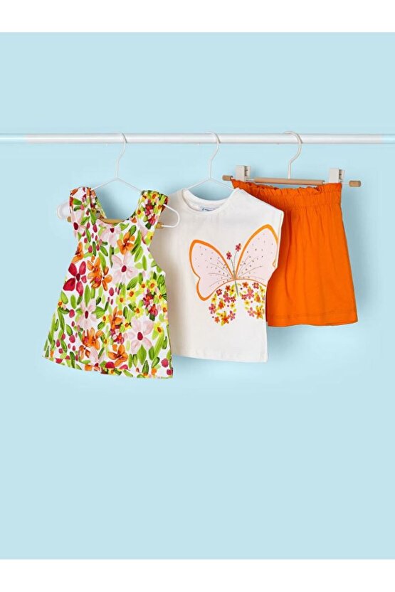 Kız Çocuk Etek Tişört 3 Lü Set 3954