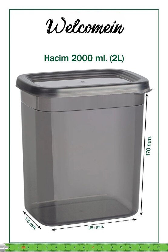 12 Adet 24 Parça 2 Litre Dikdörtgen Erzak Bakliyat Baharat Saklama Kabı Seti 20 Etiket Hediyeli