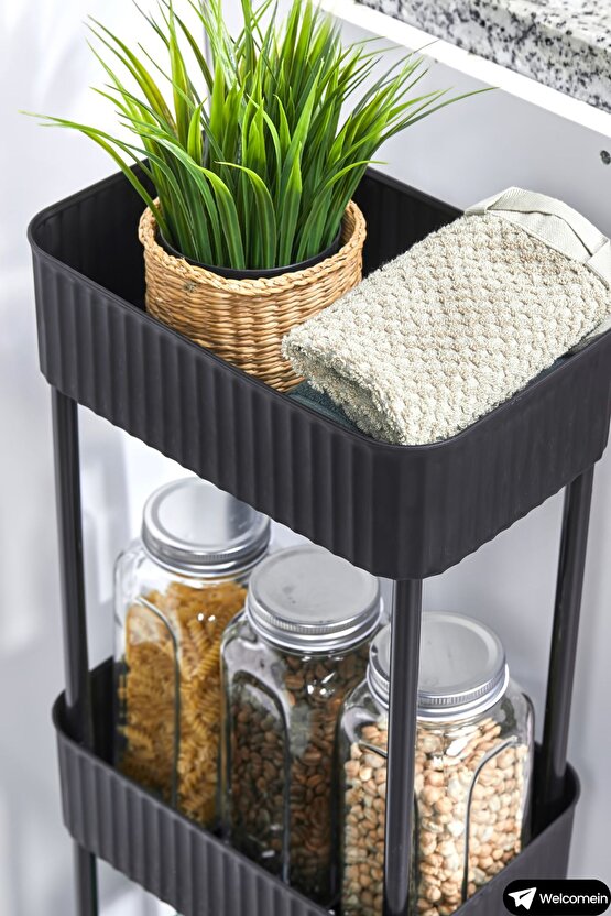 Easy 3 Katlı Çok Amaçlı Raf Mutfak Ve Banyo Organizer Düzenleyici (Tkerlekli) Kaliteli Şık