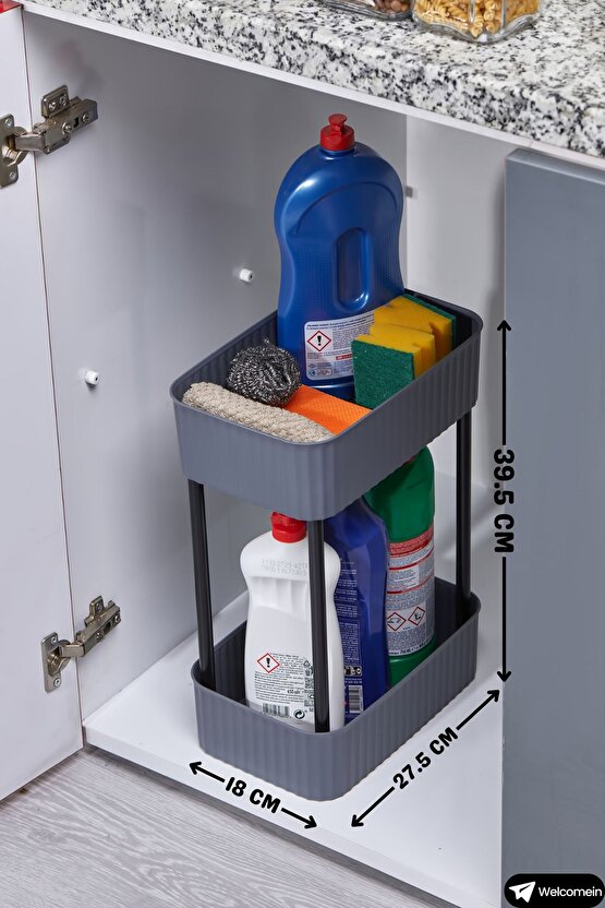 EASY 2 KATLI ÇOK AMAÇLI RAF BANYO VE MUTFAK ORGANİZER DÜZENLEYİCİ (Tekerleksiz) Çift Katlı