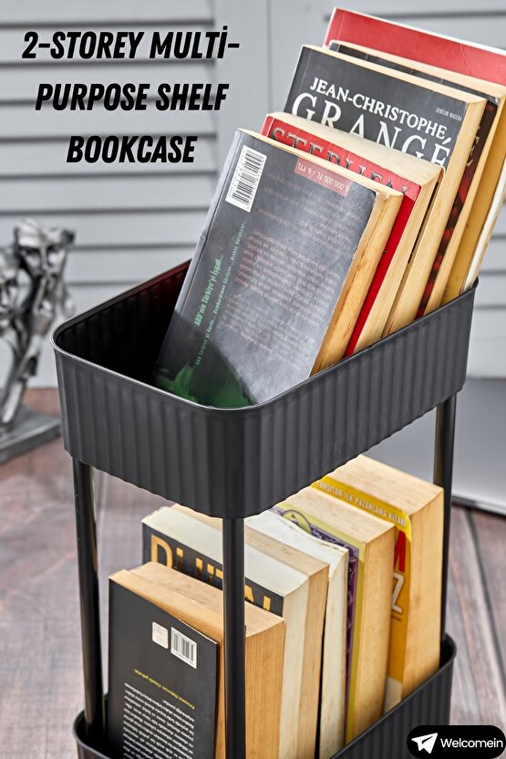 Easy 2 Katlı Çok Amaçlı Raf Kitaplık Organizer Düzenleyici (tekerleksiz) 39.5 Cm Çift Katlı Şık