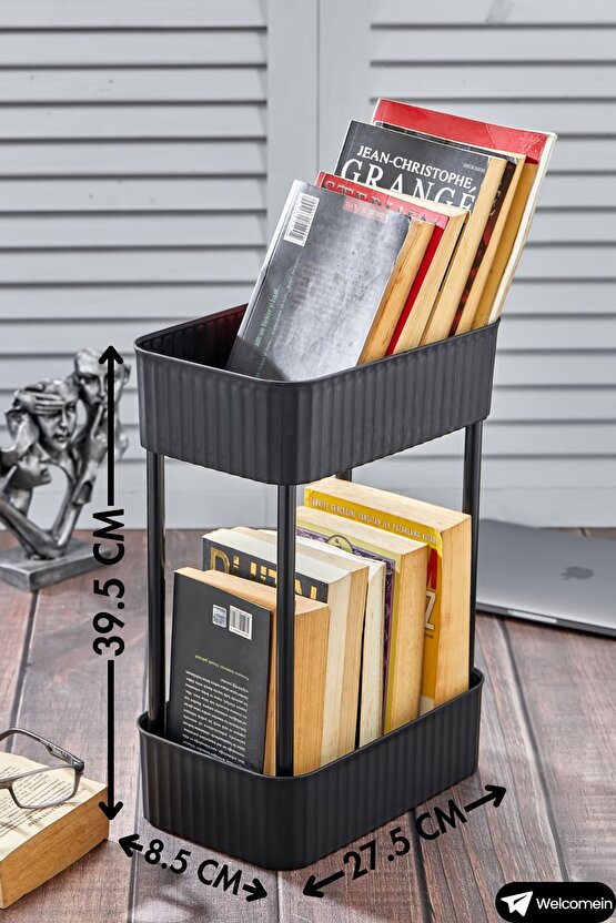 Easy 2 Katlı Çok Amaçlı Raf Kitaplık Organizer Düzenleyici (tekerleksiz) 39.5 Cm Çift Katlı Şık