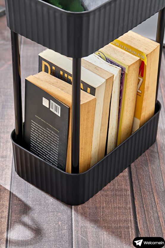 Easy 2 Katlı Çok Amaçlı Raf Kitaplık Organizer Düzenleyici (tekerleksiz) 39.5 Cm Çift Katlı Şık