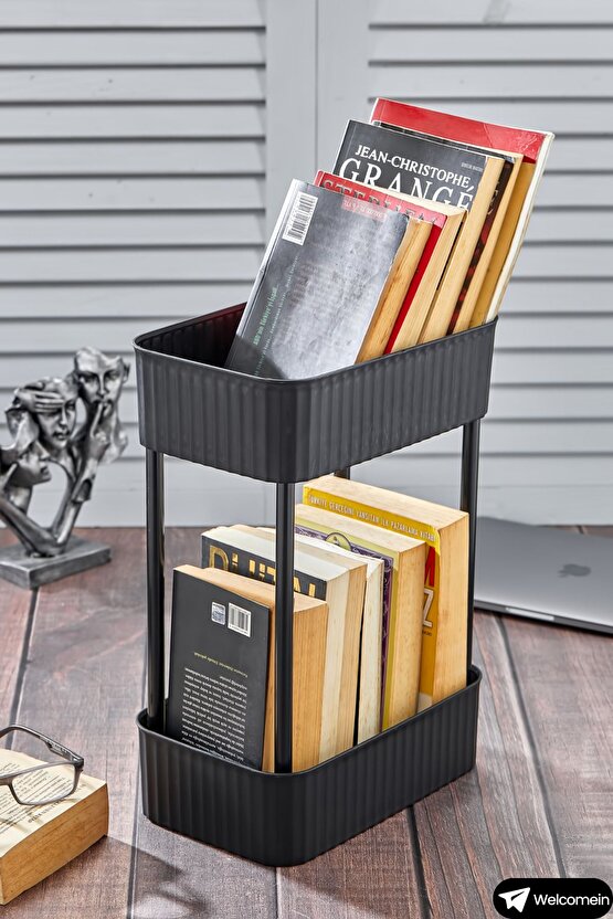 Easy 2 Katlı Çok Amaçlı Raf Kitaplık Organizer Düzenleyici (tekerleksiz) 39.5 Cm Çift Katlı Şık
