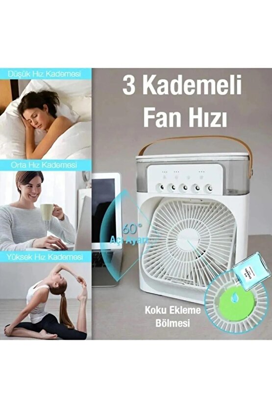 600 ML Portatif Buzlu Vantilatör Soğutucu Fan Taşınabilir Klima Mini Klima