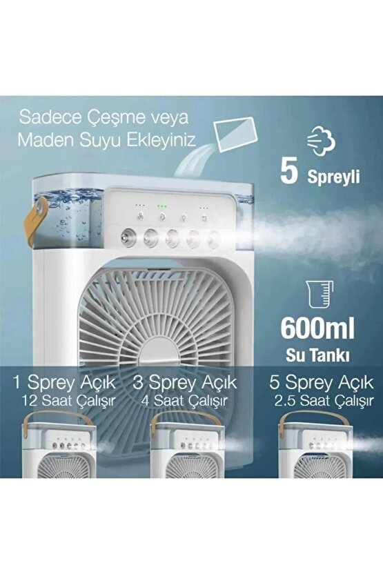 600 ML Portatif Buzlu Vantilatör Soğutucu Fan Taşınabilir Klima Mini Klima