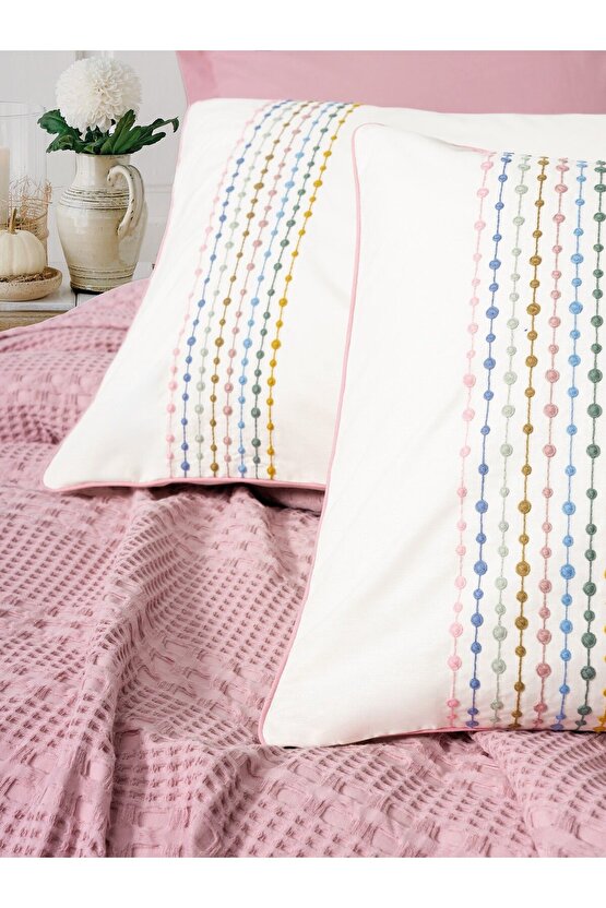 Aura Çift Kişilik Pike Takımı Pebble Pembe