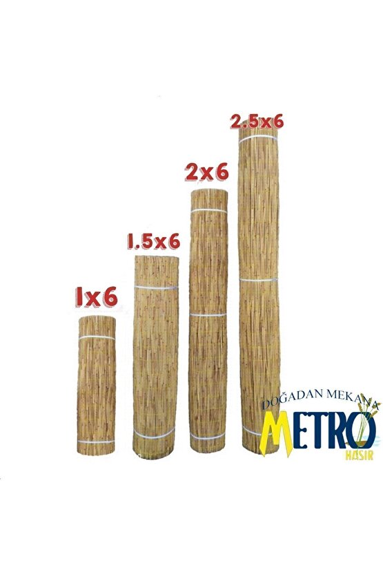 Doğal Kamış Hasır Çit 1m X 6m Doğal Bambu -bahçe Çiti - Gölgelik Hasır -tavan Dekorasyon
