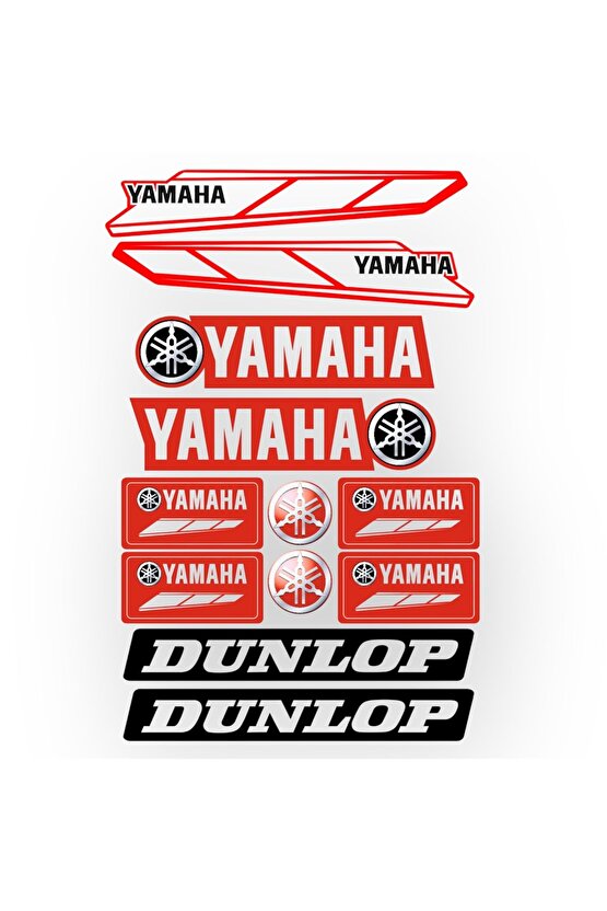 Yamaha Motosiklet Sticker Seti | 17 Parça | Su Geçirmez & Dayanıklı Etiketler | Dunlop Logolu