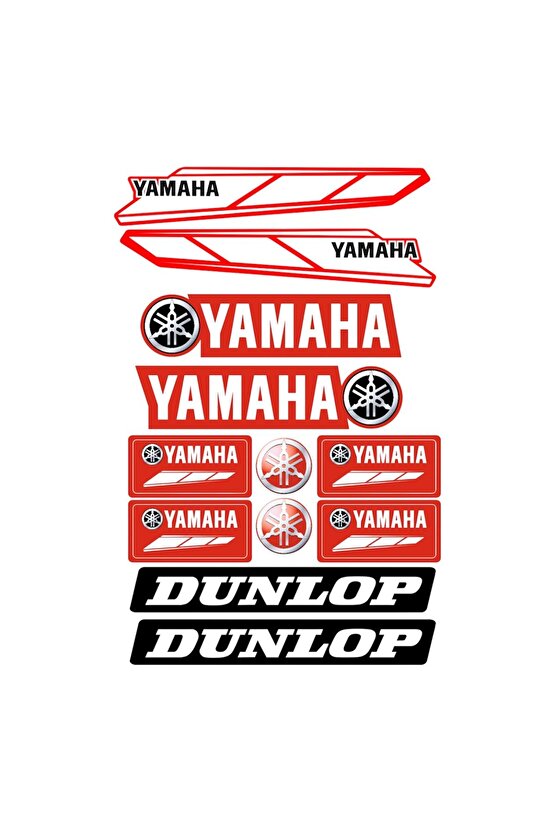 Yamaha Motosiklet Sticker Seti | 17 Parça | Su Geçirmez & Dayanıklı Etiketler | Dunlop Logolu