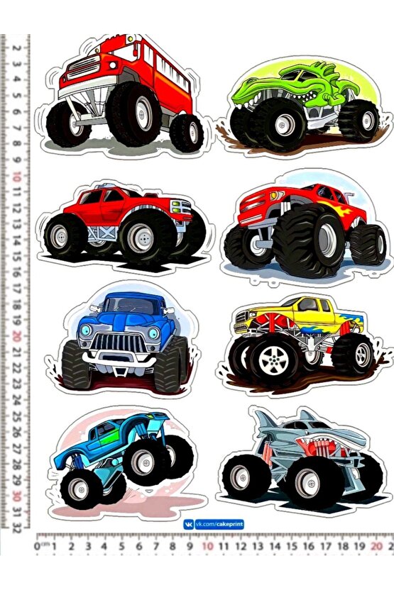 MONSTER TRUCK ROAD ARAÇ MOTORSİKLET KASK LEPTOP DUVAR DOLAP 8 ADET STİCKER ÇEŞİTLERİ