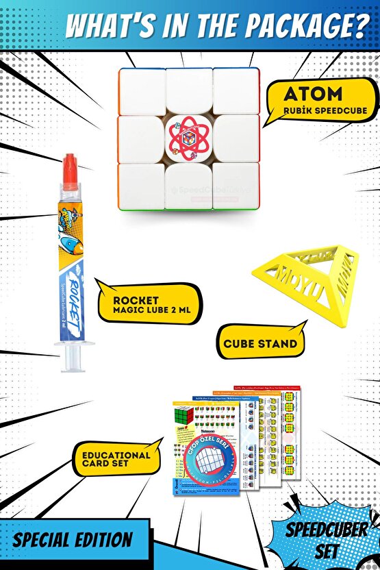 Atomnm 3x3 Profesyonel Rubik Küp Akıl Küpü Zeka Küpü Speedcube Eğitici