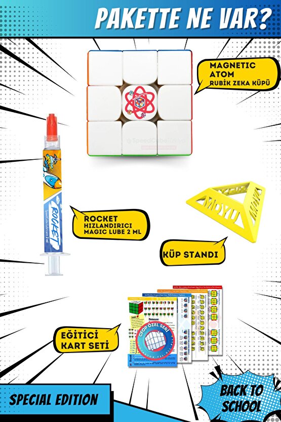 Atom 3x3 Profesyonel Manyetik Mıknatıslı Rubik Küp Akıl Küpü Zeka Küpü Speedcube Canlı Renkler