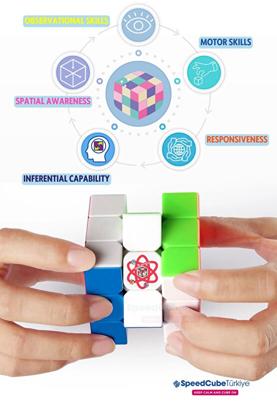 Atom 3x3 Profesyonel Manyetik Mıknatıslı Rubik Küp Akıl Küpü Zeka Küpü Speedcube Canlı Renkler