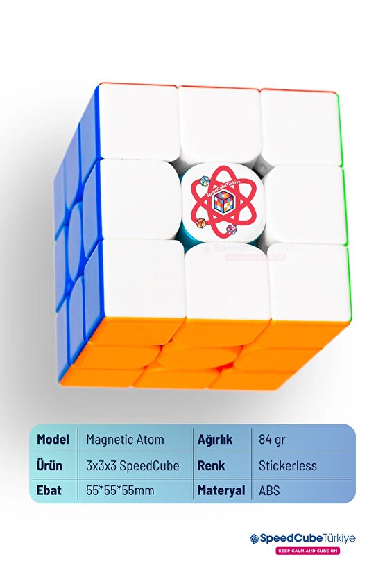 Atom 3x3 Profesyonel Manyetik Mıknatıslı Rubik Küp Akıl Küpü Zeka Küpü Speedcube Canlı Renkler