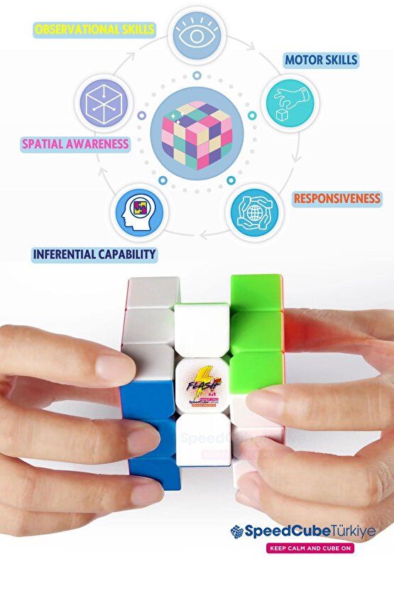 Flash 3x3 Profesyonel Manyetik Mıknatıslı Rubik Küp Akıl Küpü Zeka Küpü Speedcube Canlı Renkler