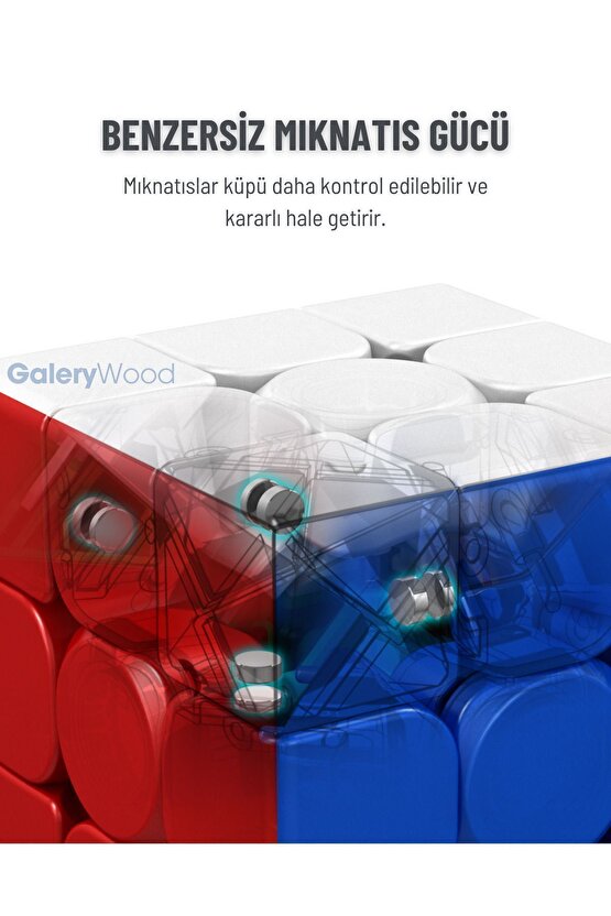 Magnetic Vulcan M 3x3 Profesyonel Manyetik Mıknatıslı Rubik Küp Akıl Küpü Zeka Küpü Speedcube
