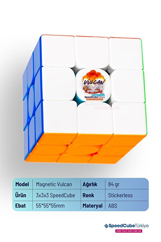 Magnetic Vulcan M 3x3 Profesyonel Manyetik Mıknatıslı Rubik Küp Akıl Küpü Zeka Küpü Speedcube