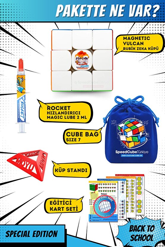 Magnetic Vulcan M 3x3 Profesyonel Manyetik Mıknatıslı Rubik Küp Akıl Küpü Zeka Küpü Speedcube