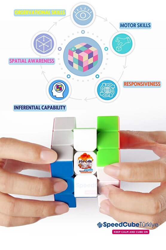 Magnetic Vulcan M 3x3 Profesyonel Manyetik Mıknatıslı Rubik Küp Akıl Küpü Zeka Küpü Speedcube