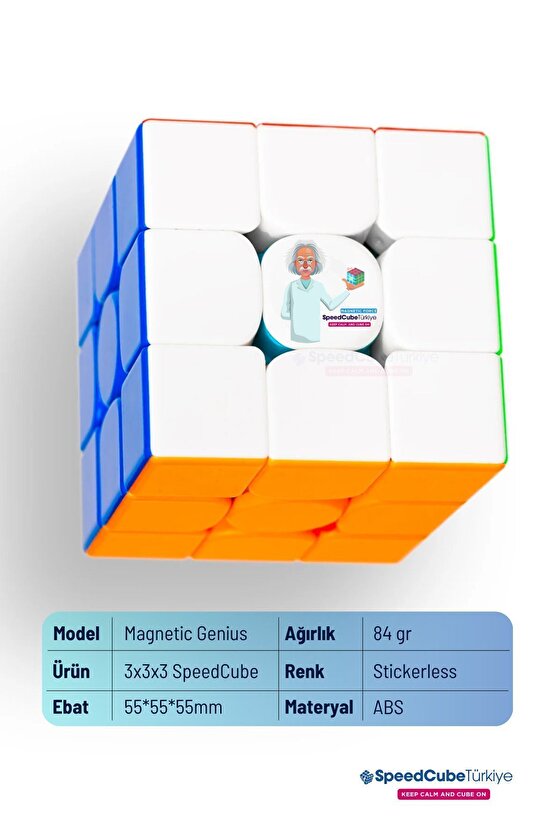 Genius 3x3 Profesyonel Manyetik Mıknatıslı Rubik Küp Akıl Küpü Zeka Küpü Speedcube Canlı Renkler