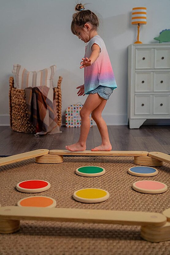 Montessori Ahşap Denge Kirişi, Denge Tahtası, Basamak Taşları, Aktivite Oyuncağı, Çocuk Oyuncak