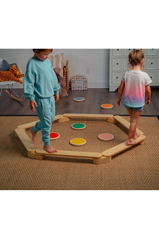 Montessori Ahşap Denge Kirişi, Denge Tahtası, Basamak Taşları, Aktivite Oyuncağı, Çocuk Oyuncak