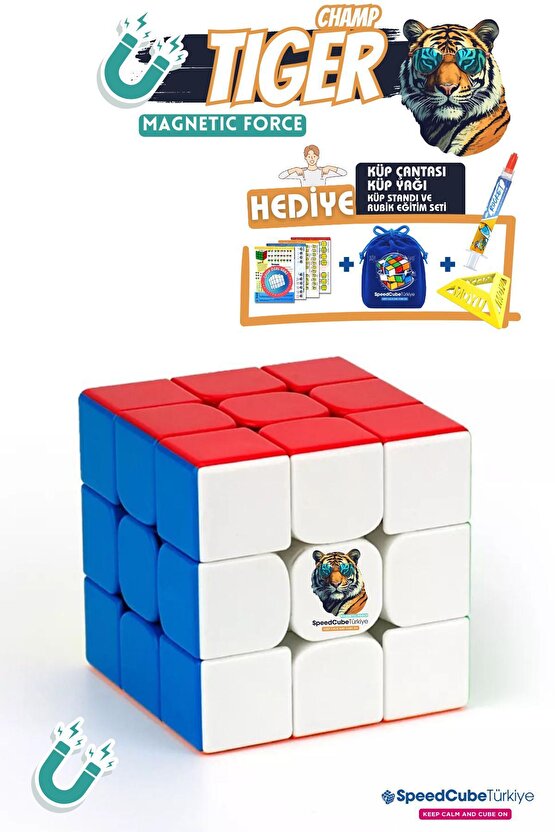 Magnetic Champ Tiger M 3x3 Profesyonel Manyetik Mıknatıslı Rubik Küp Akıl Küpü Zeka Küpü Speedcube