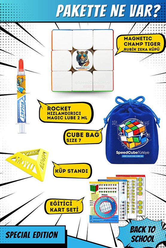 Magnetic Champ Tiger M 3x3 Profesyonel Manyetik Mıknatıslı Rubik Küp Akıl Küpü Zeka Küpü Speedcube