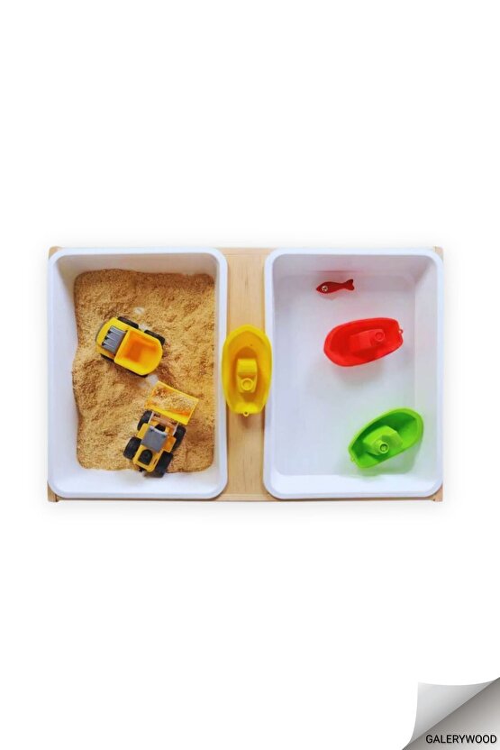 Montessori Duyu Aktivite Kum Ve Su Masası, Doğal Çam