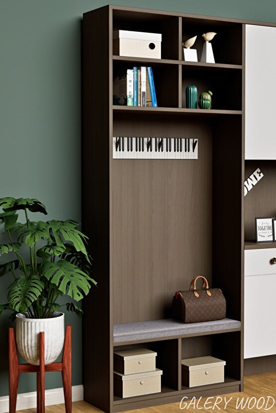 Dekoratif Ahşap 21tuşlu Piyano Elbise Askılık Enstrümantal Çok Amaçlı Çanta Kapı Piano Askı;15x75cm