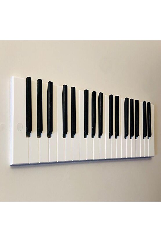 Dekoratif Ahşap 15tuşlu Piyano Elbise Askılık Enstrümantal Çok Amaçlı Duvar Çanta Piano Askı;15x55cm
