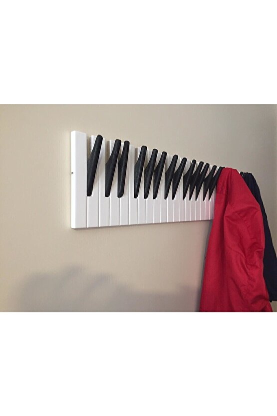 Dekoratif Ahşap 15tuşlu Piyano Elbise Askılık Enstrümantal Çok Amaçlı Duvar Çanta Piano Askı;15x55cm