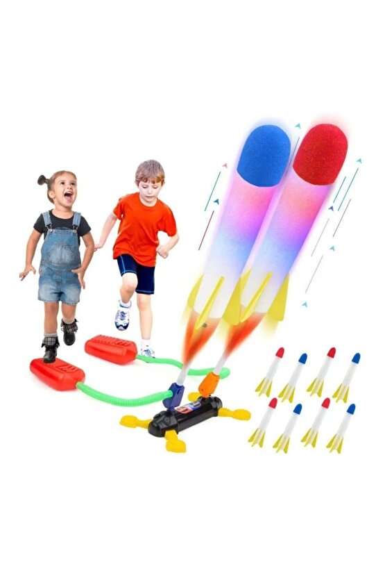 Air Rocket İkili Seti - Roket Oyuncak - 4 Roket Ve Havalı Roketatar - İkili Açık Hava Oyuncağı - Air