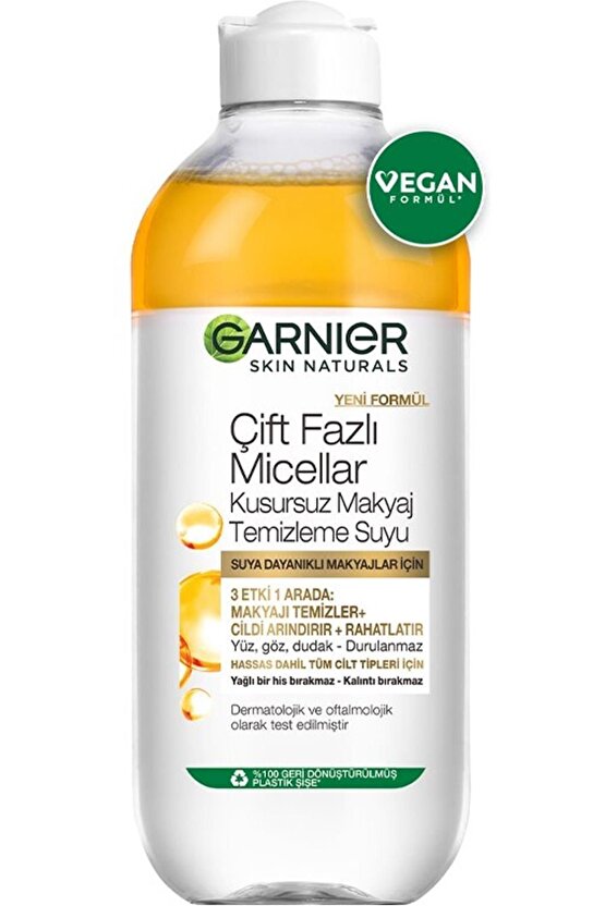 Çift Fazlı Micellar Kusursuz Makyaj Temizleme Suyu 400 Ml