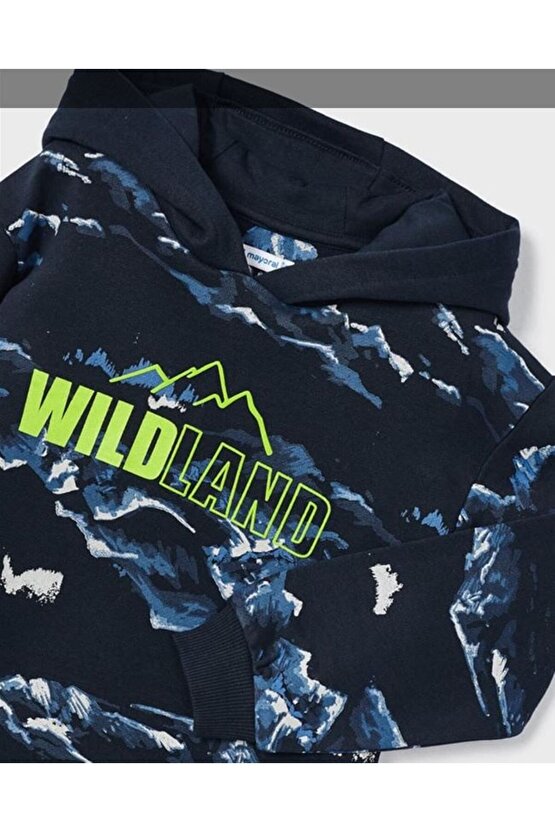 Erkek Çocuk Neon Baskılı Kapşonlu Sweatshirt